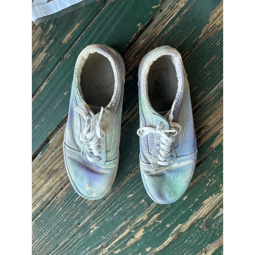 Vans Old Skool Iridescent Glitter Low Top Sneakers Mens 9 Purple Green Silver